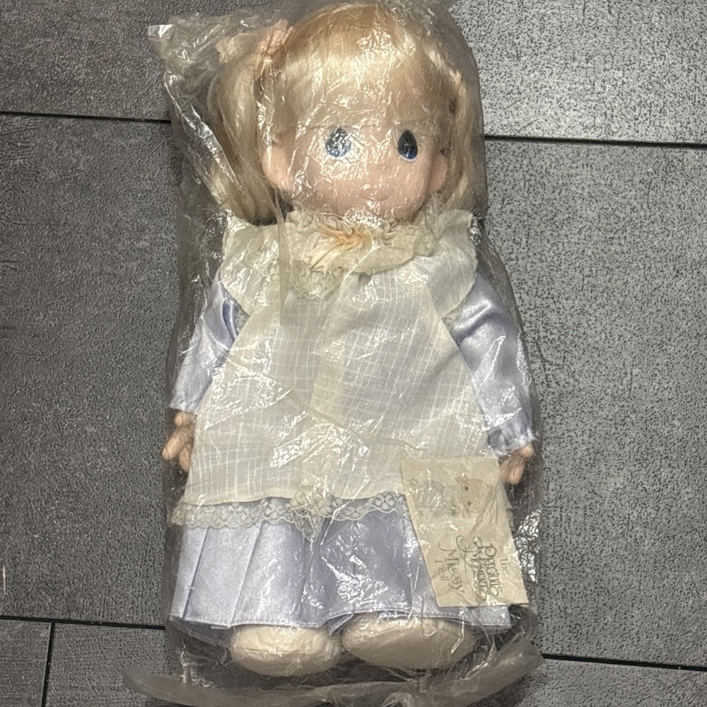 Precious Moments Missy Porcelain Doll Blonde Blue Dress Bisque Face Vtg 90s 15"